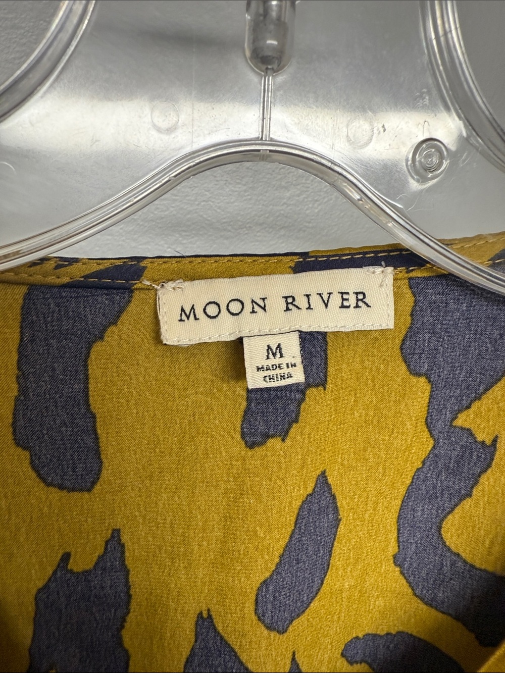 Anthropologie Moon River Mustard and Black Leopard Wrap Blouse - Picture 2 of 5